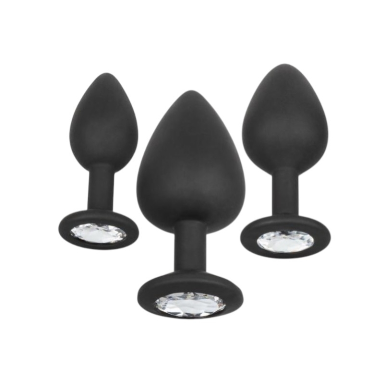 Zestaw korków analnych z cyrkonią czarny
