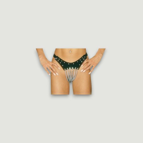 Skórzane majtki damskie z łańcuchami