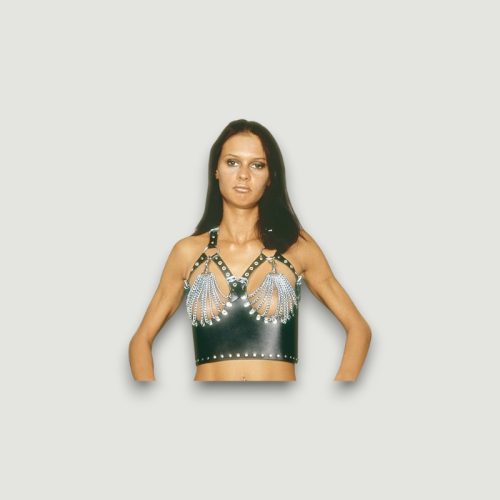 Skórzany biustonosz z łańcuchami