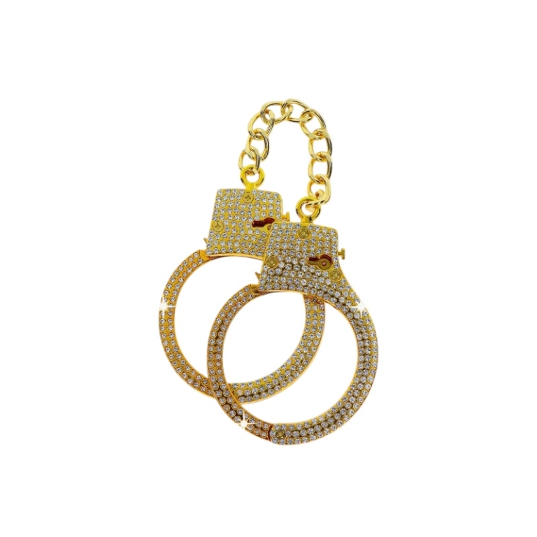 Złote kajdanki z kryształkami