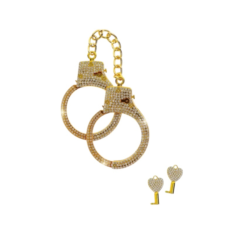 Złote kajdanki z kryształkami