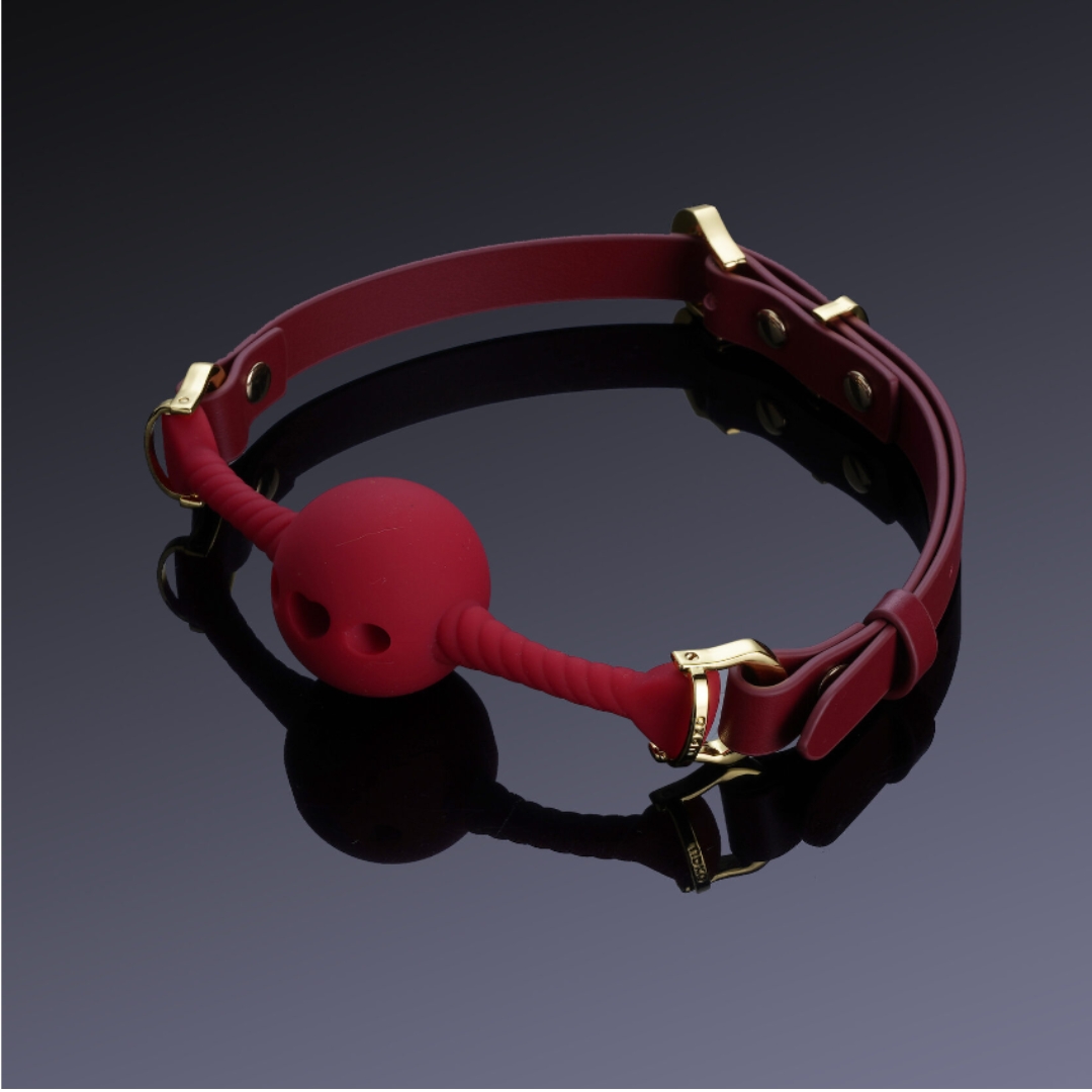 UPKO Desire for Mouth Bondage Collection-Middle Heart-shaped Breathable Mouth Gag- red