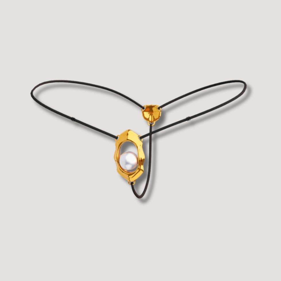 UPKO „Moist Eyes” G-string z biżuterią i stymulatorem łechtaczki