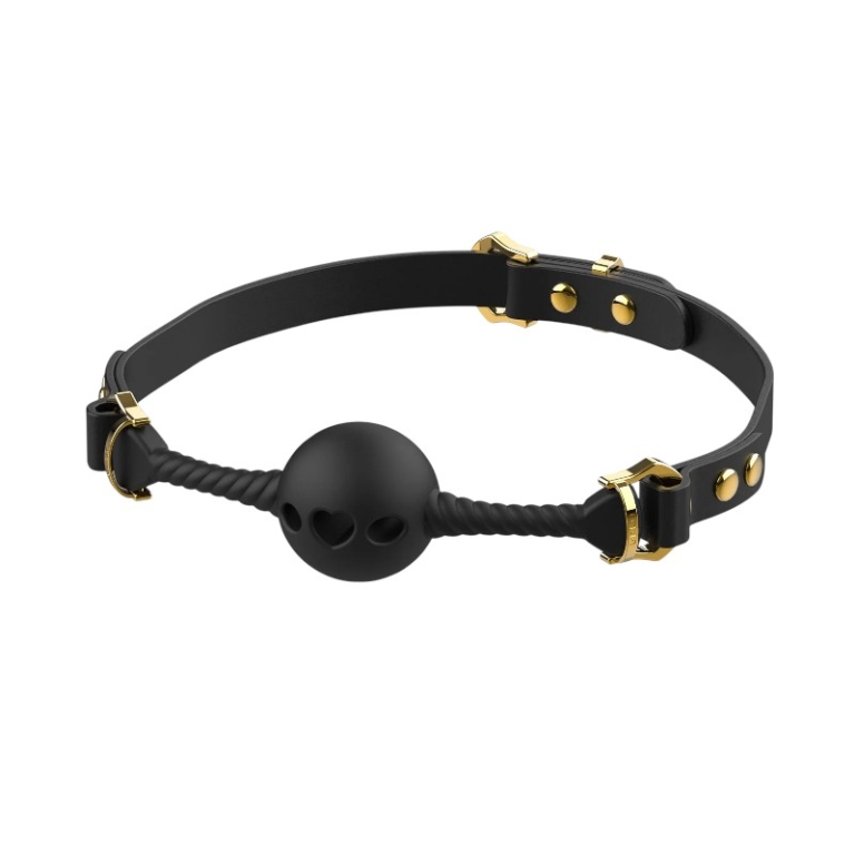 UPKO Desire for Mouth Bondage Collection-Middle Heart-shaped Breathable Mouth Gag- black