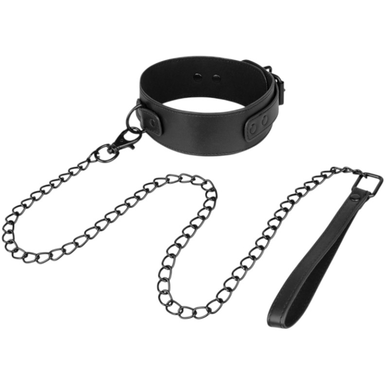 Skórzana obroża ze smyczą