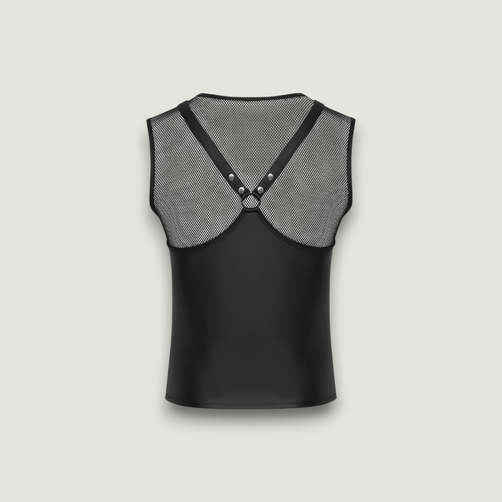 Bezrękawnik męski z siateczką i paskami