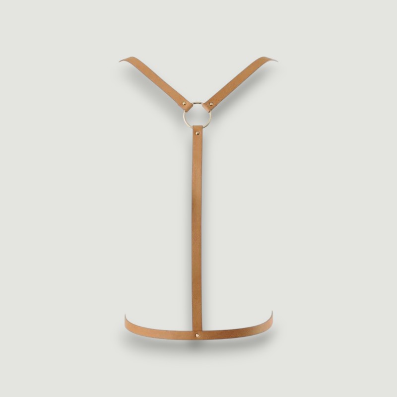 Brązowy harness z regulowanymi paskami