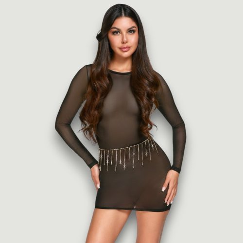 Złoty łańcuszek na biodra z cyrkoniami