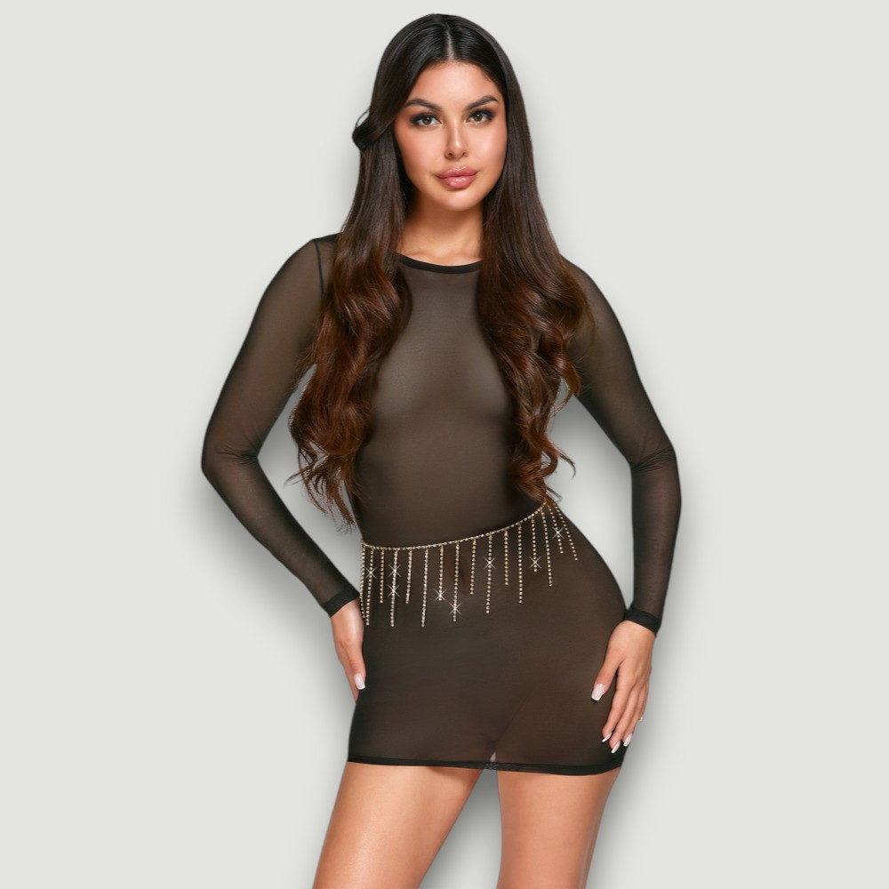 Złoty łańcuszek na biodra z cyrkoniami