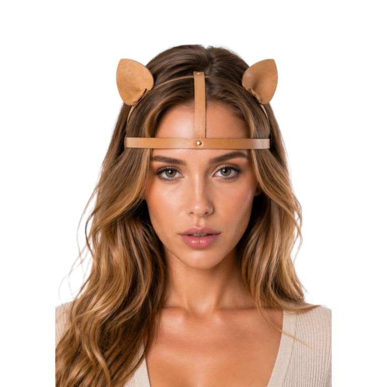 Skórzana opaska z kocimi uszami