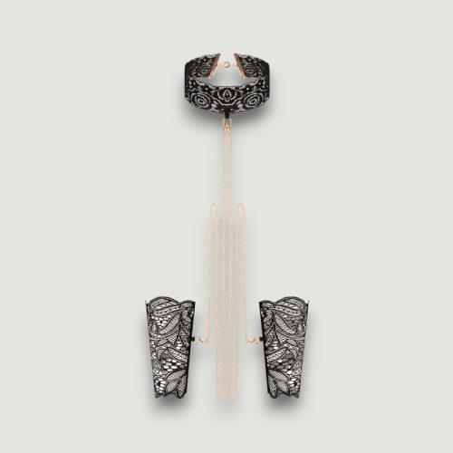 Elegancki zestaw kołnierzyka i mankietów z łańcuszkiem