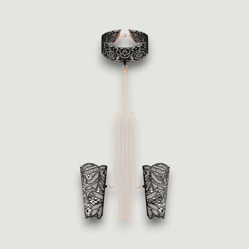 Elegancki zestaw kołnierzyka i mankietów z łańcuszkiem