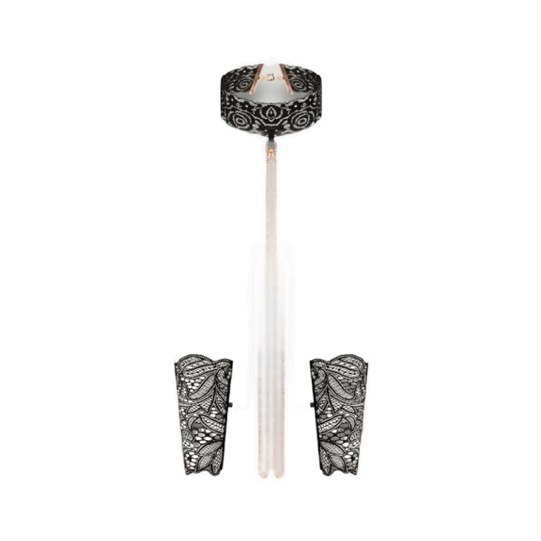 Elegancki zestaw kołnierzyka i mankietów z łańcuszkiem