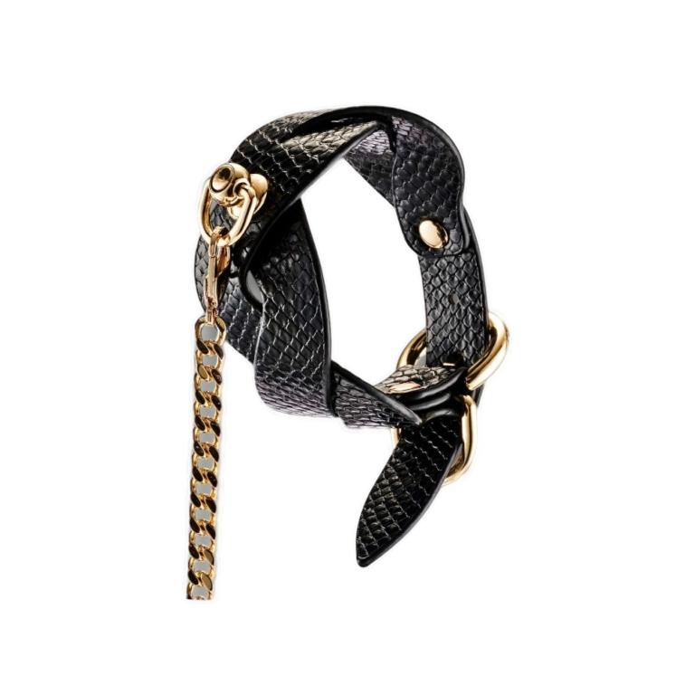 Elegancki zestaw obroża i smycz z plecionymi paseczkami