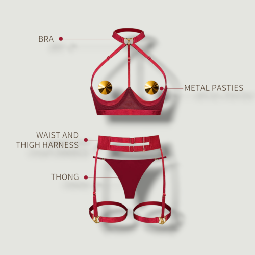 UPKO Red strapped lingerie set