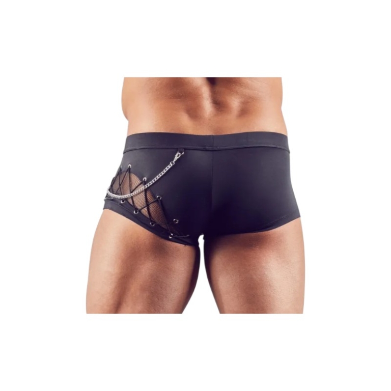 Męskie bokserki z przezroczystym elementem i łańcuszkiem