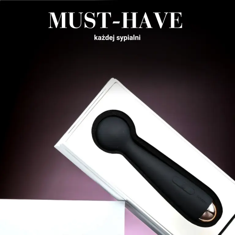 Czarny masażer w firmowym opakowaniu