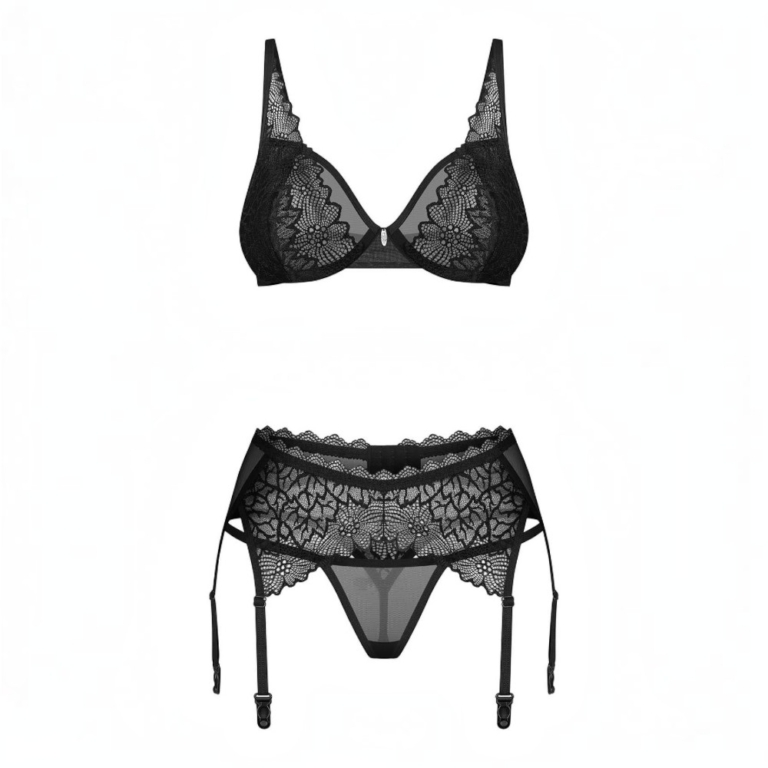 3-częściowy Koronkowy Komplet Bielizny Midnight Lace