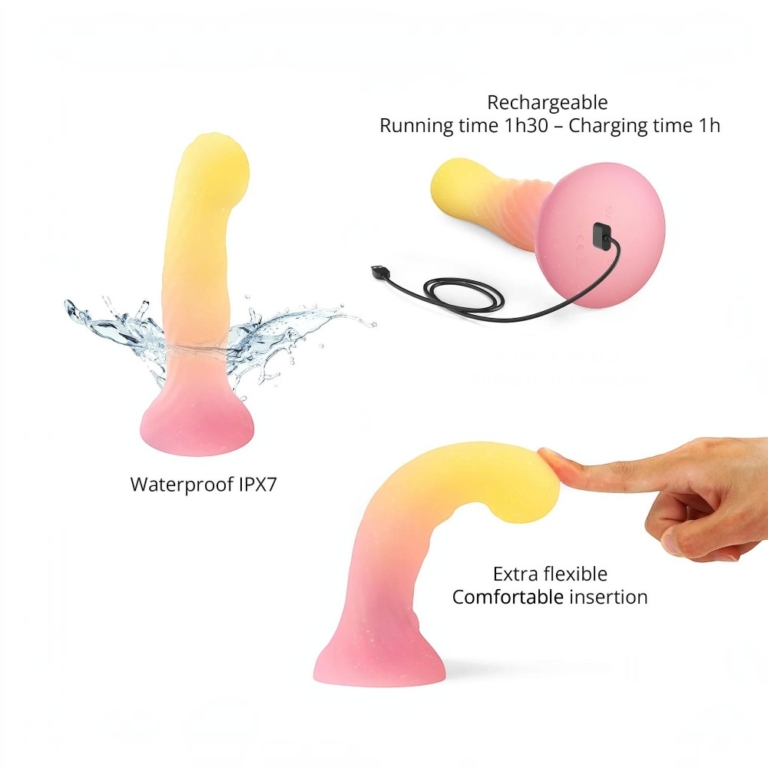 Dildo Silikonowe z Podświetleniem LED i Przyssawką