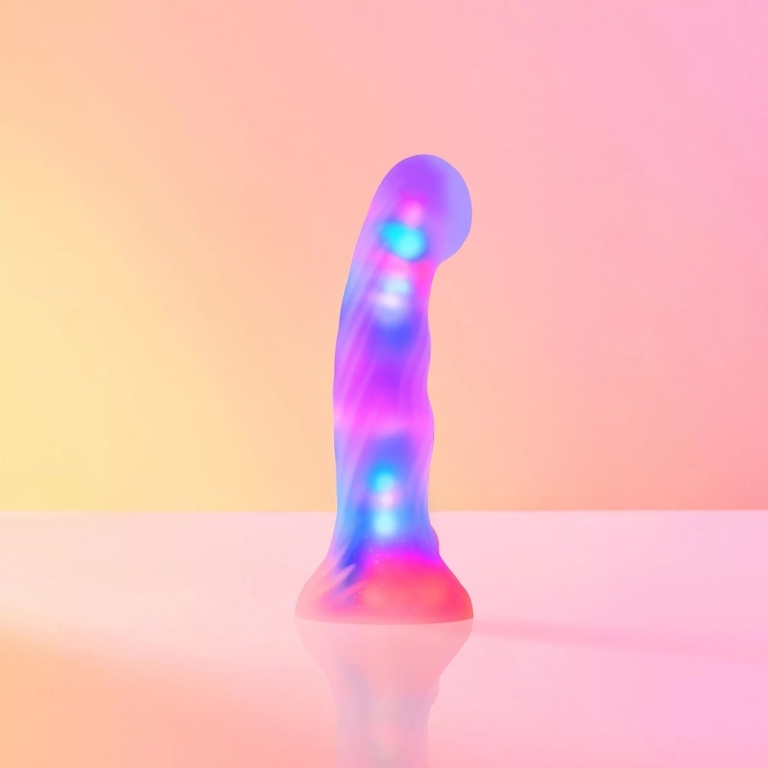 Dildo Silikonowe z Podświetleniem LED i Przyssawką